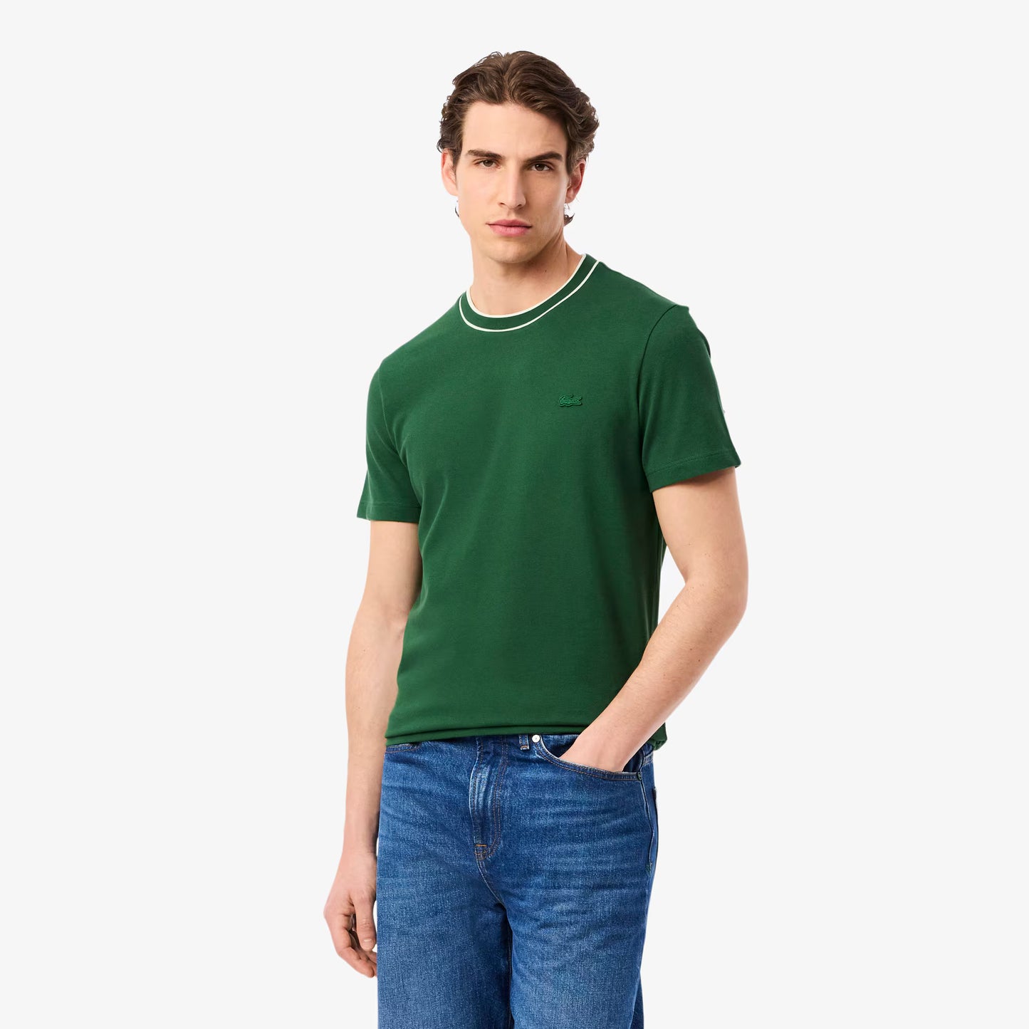 T-Shirt mit Pique-Streifenkragen