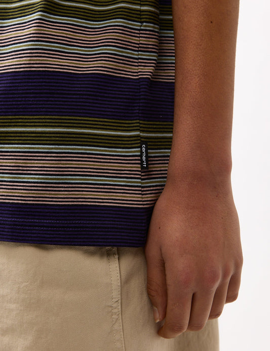 T-shirt Coby à rayures (ample) - Violet tyrien