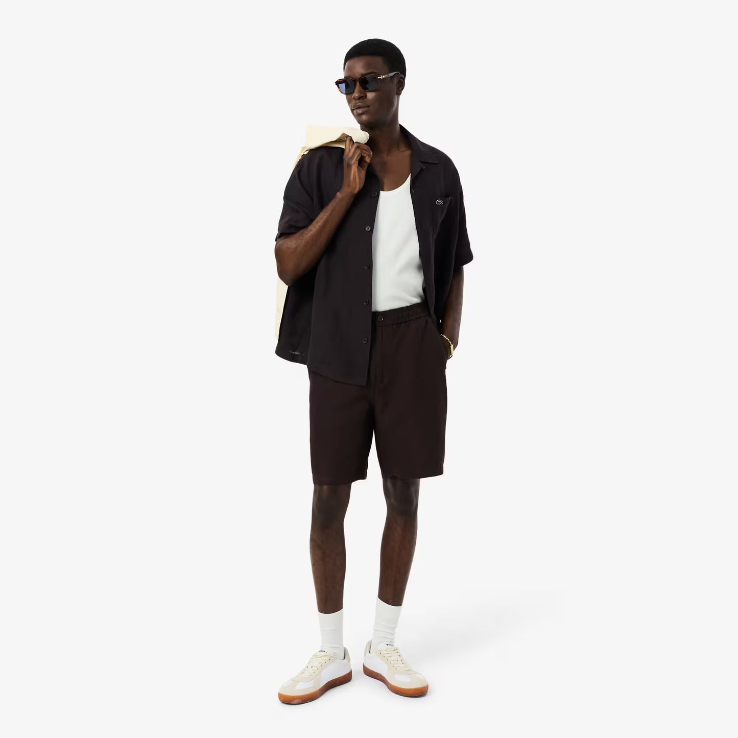 Regular Fit Twill-Shorts aus Leinenmischung
