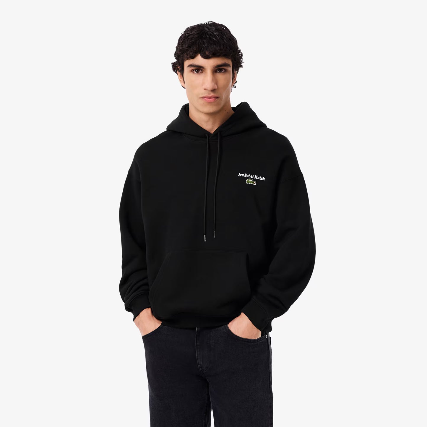 Fleece-Kapuzenpullover mit Allover-Print