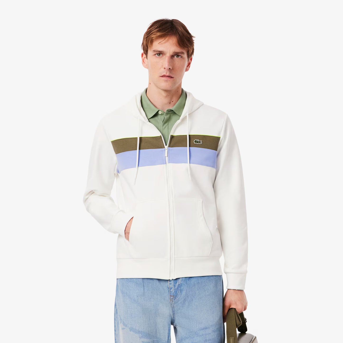 Kapuzenpullover mit Reißverschluss und Farbblock-Design