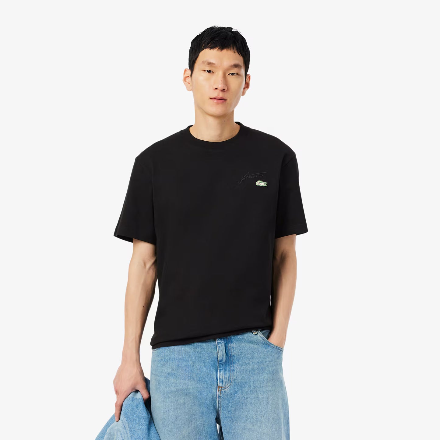 T-Shirt aus schwerem Jersey mit gestickter Signatur