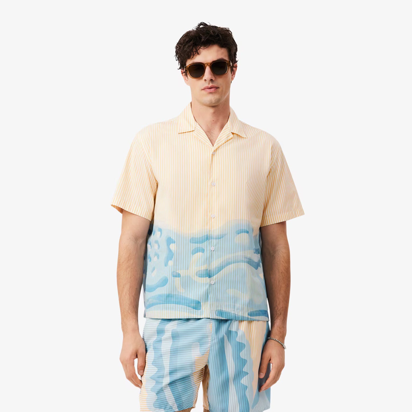 Relaxed Fit Gestreiftes Krokodil-Hemd