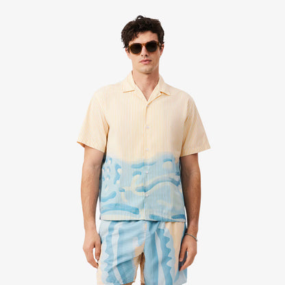 Relaxed Fit Gestreiftes Krokodil-Hemd