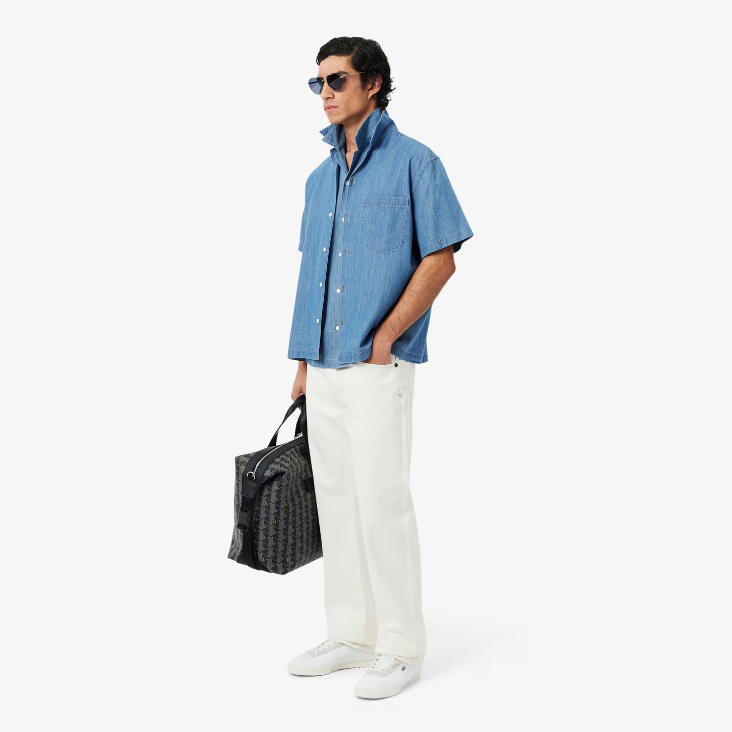 Relaxed Fit Jeanshemd mit offenem Kragen