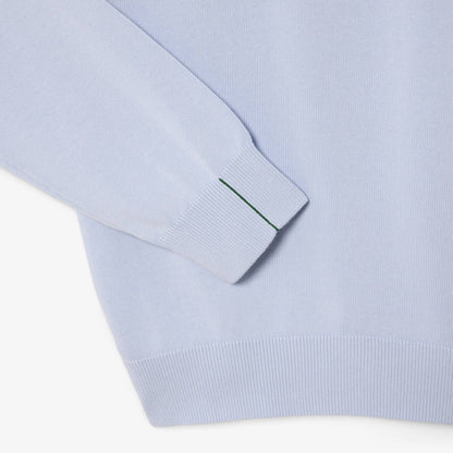 Monochromer Baumwoll-V-Ausschnitt-Pullover