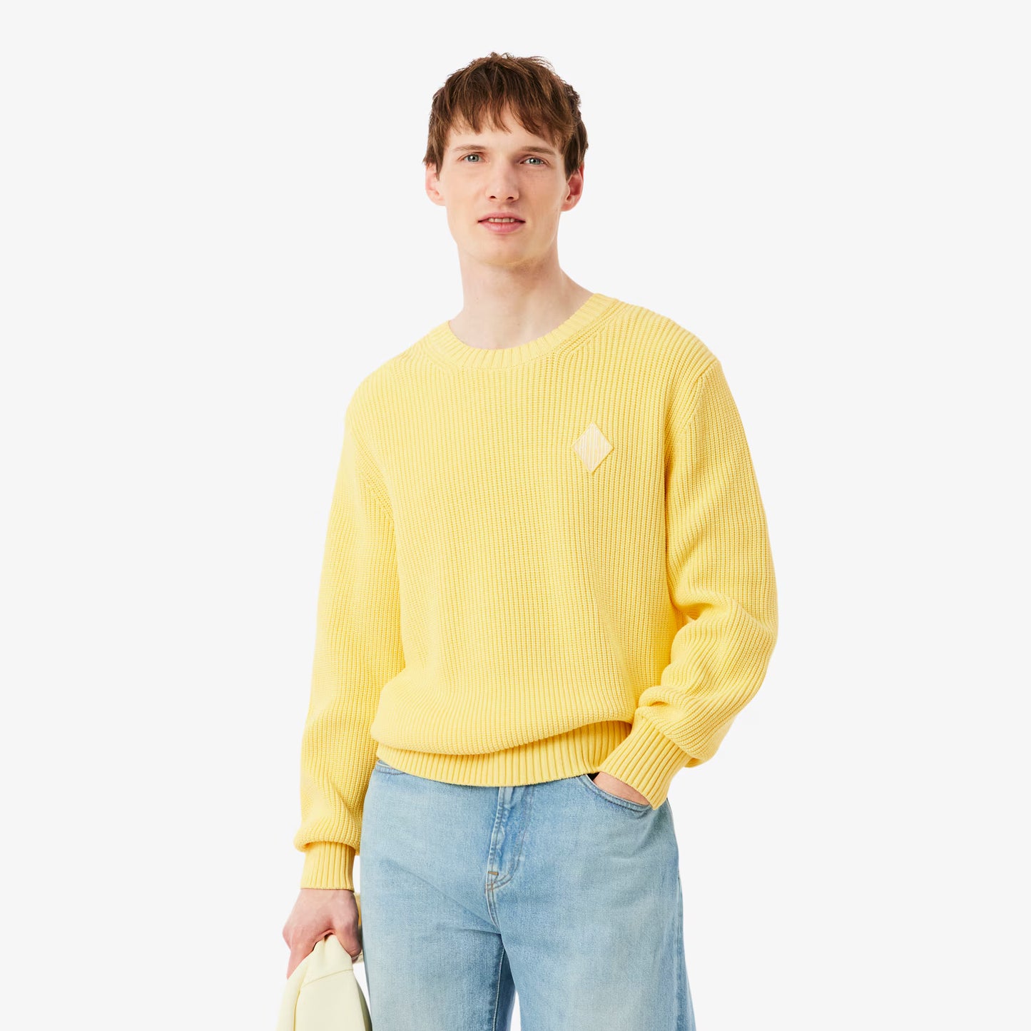 Pullover mit Perlen und Rippstrick-Applikation