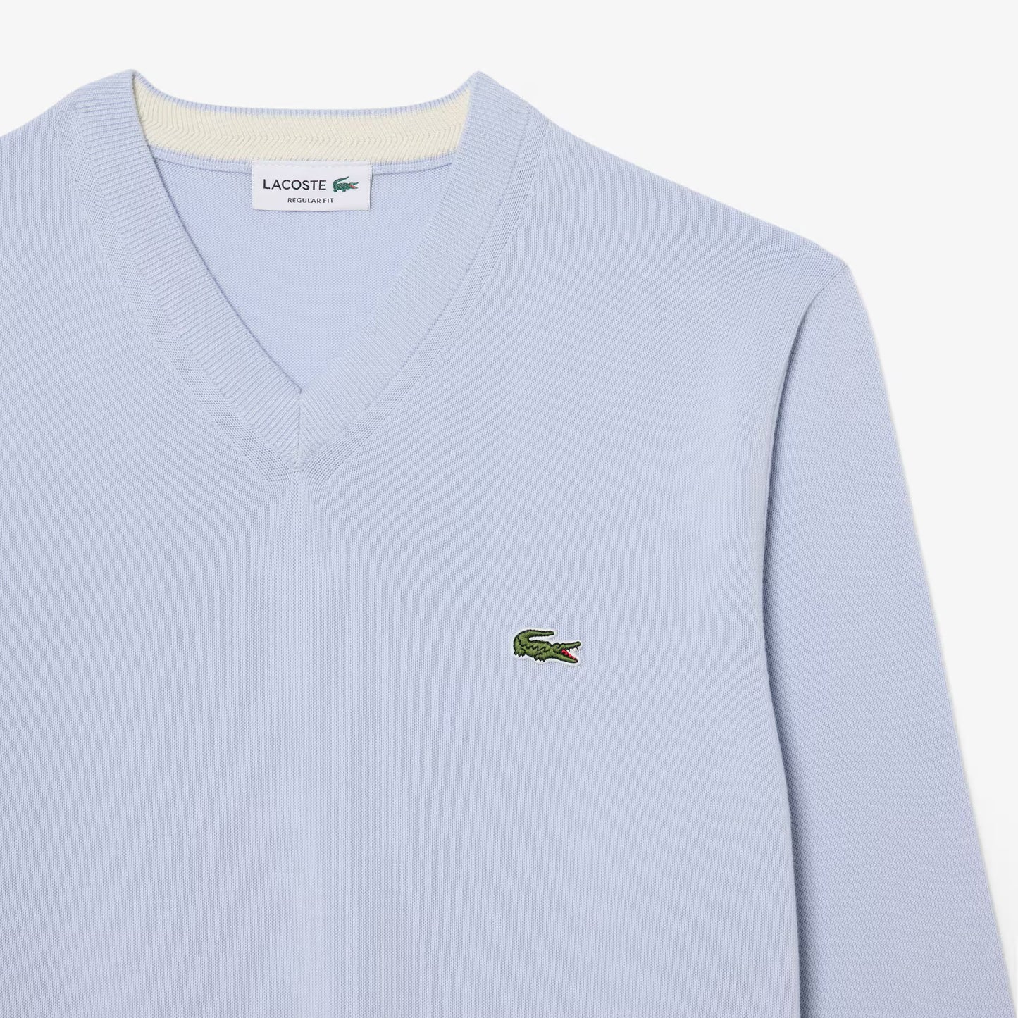 Monochromer Baumwoll-V-Ausschnitt-Pullover