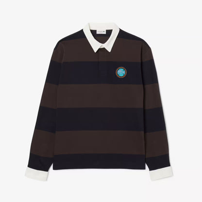 Relaxed Fit Striped Rugby Polo Shirt