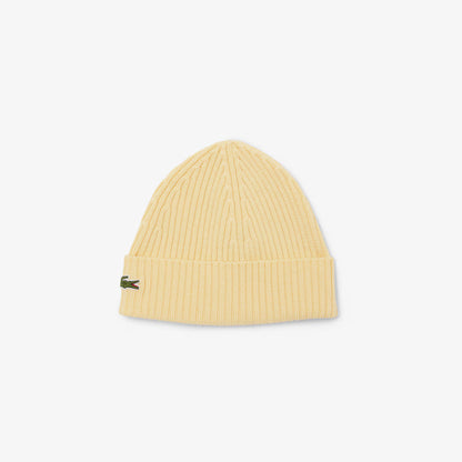 Rippstrick-Beanie aus gebürsteter Wolle