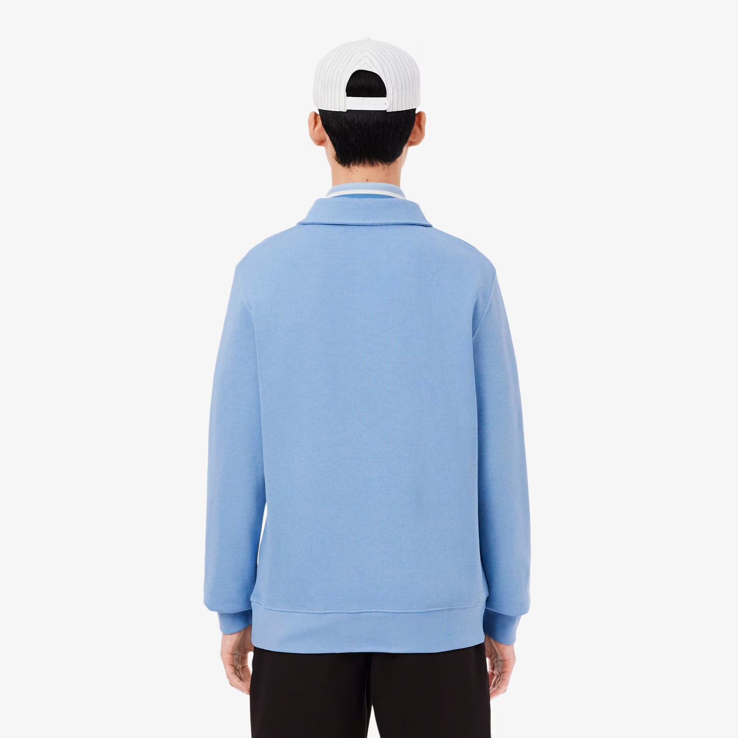 Geripptes Baumwoll-Polo-Sweatshirt