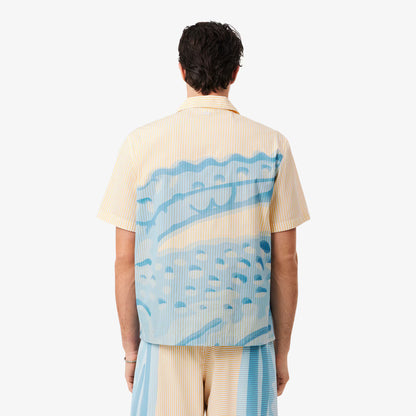 Relaxed Fit Gestreiftes Krokodil-Hemd