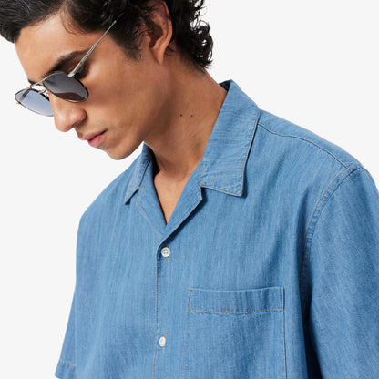 Relaxed Fit Jeanshemd mit offenem Kragen