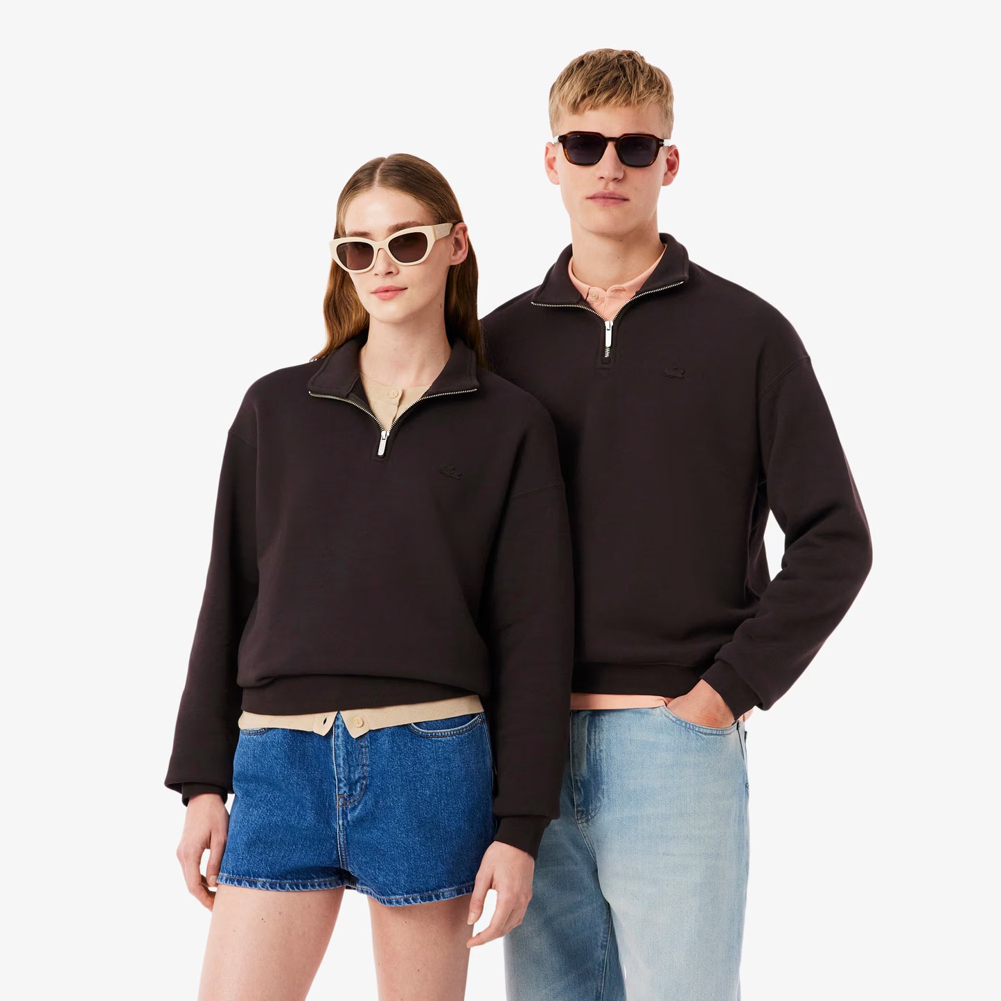 Schweres Fleece-Sweatshirt mit Reißverschlusskragen