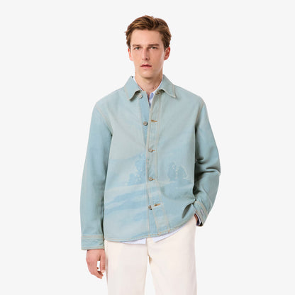 Landscape Motif Denim Overshirt
