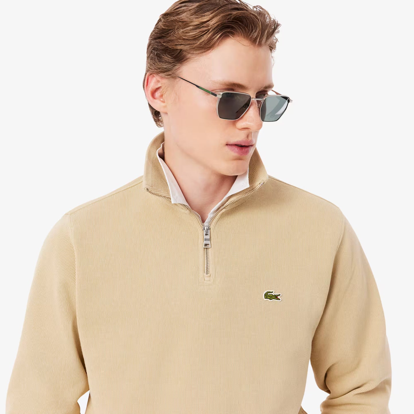 Interlock-Sweatshirt mit hohem Kragen und Reißverschluss