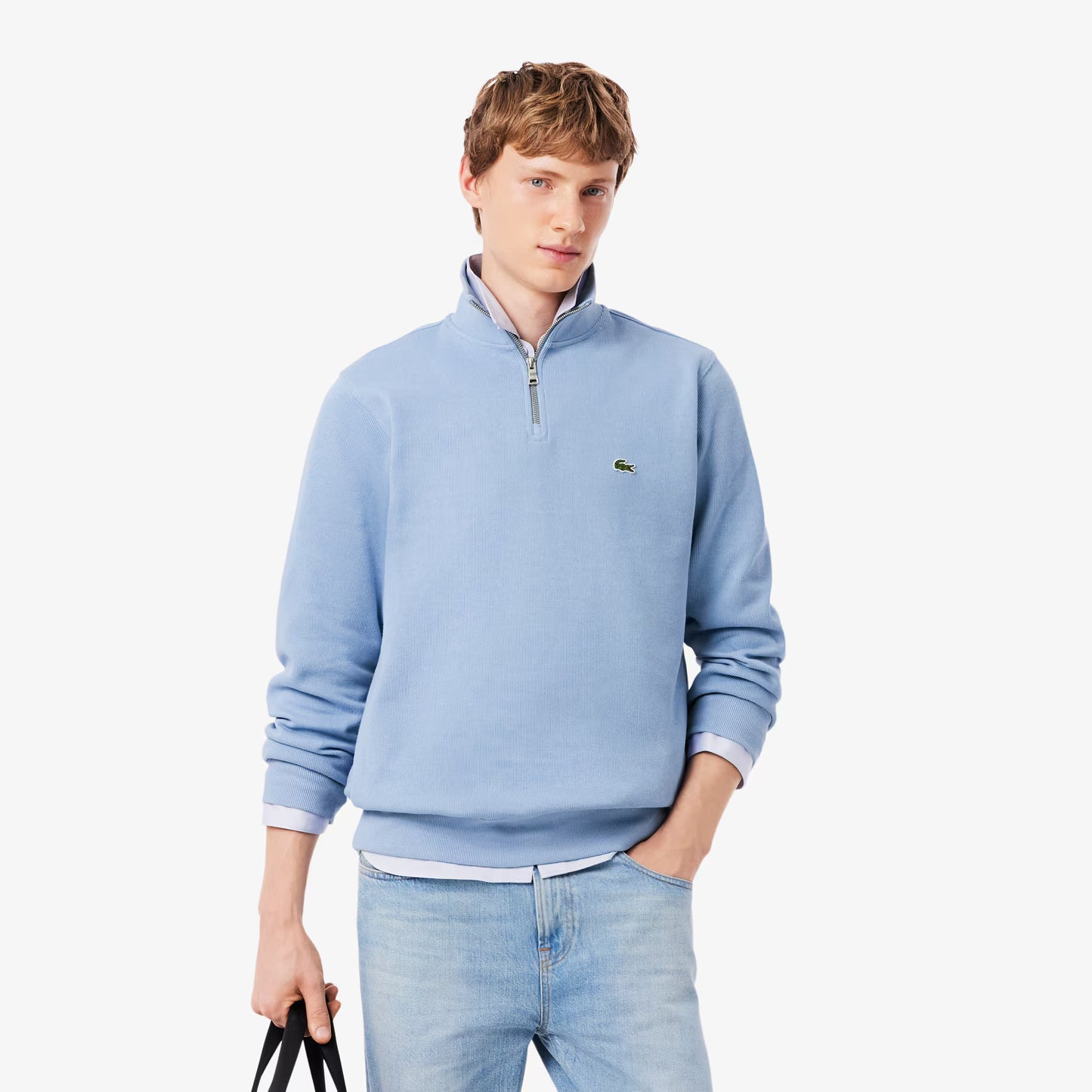 Interlock-Sweatshirt mit hohem Kragen und Reißverschluss