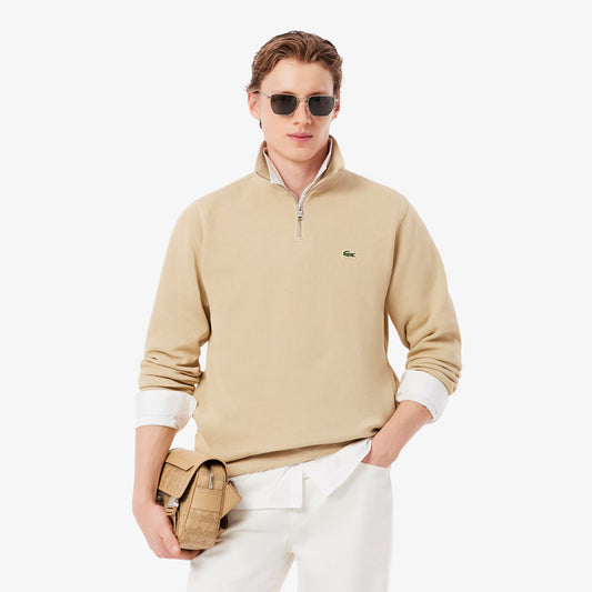 Zip-Up High Neck Interlock Sweatshirt