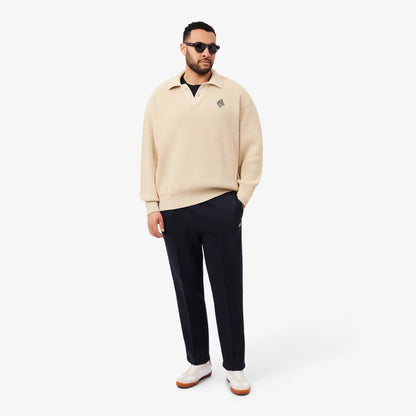 Pullover mit Polokragen, Perlen-Akzent und Abzeichen