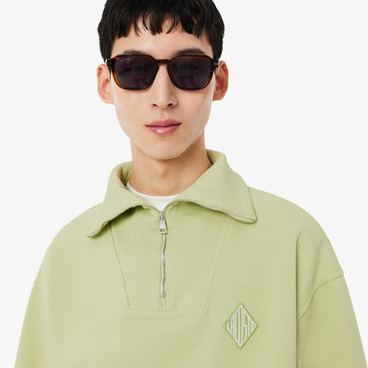 Sweatshirt aus Pikee mit Reißverschluss am Hals und lockerer Passform