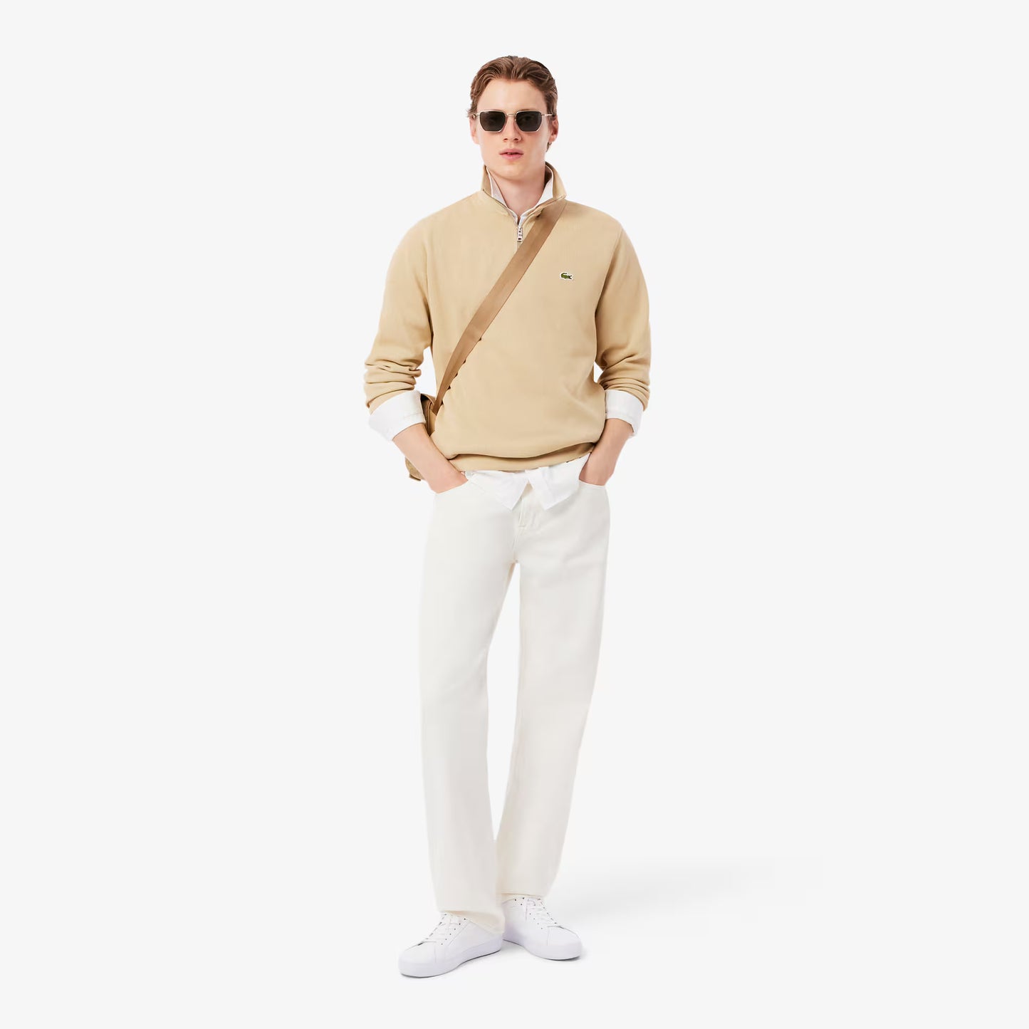 Interlock-Sweatshirt mit hohem Kragen und Reißverschluss