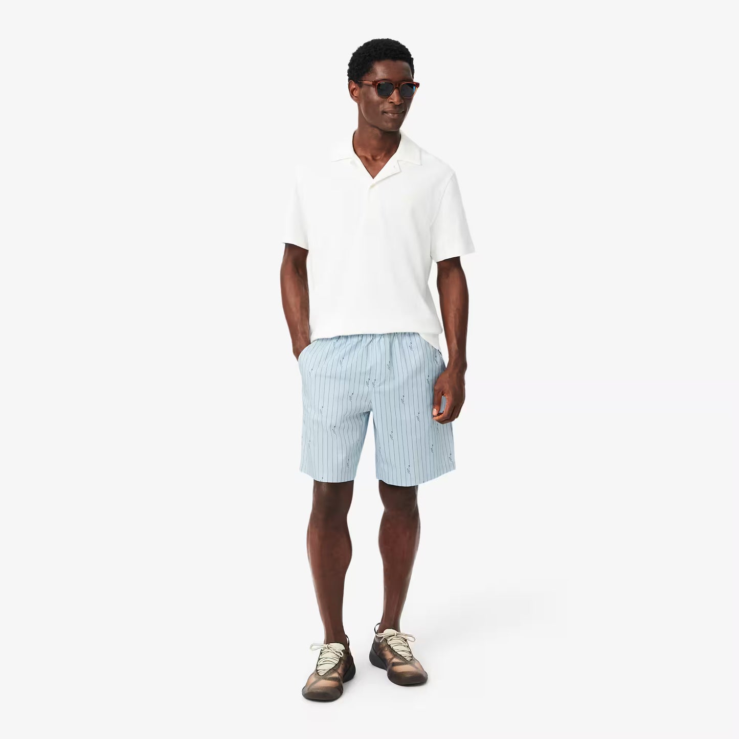 Shorts aus Baumwolle mit Krokoprint-Streifen