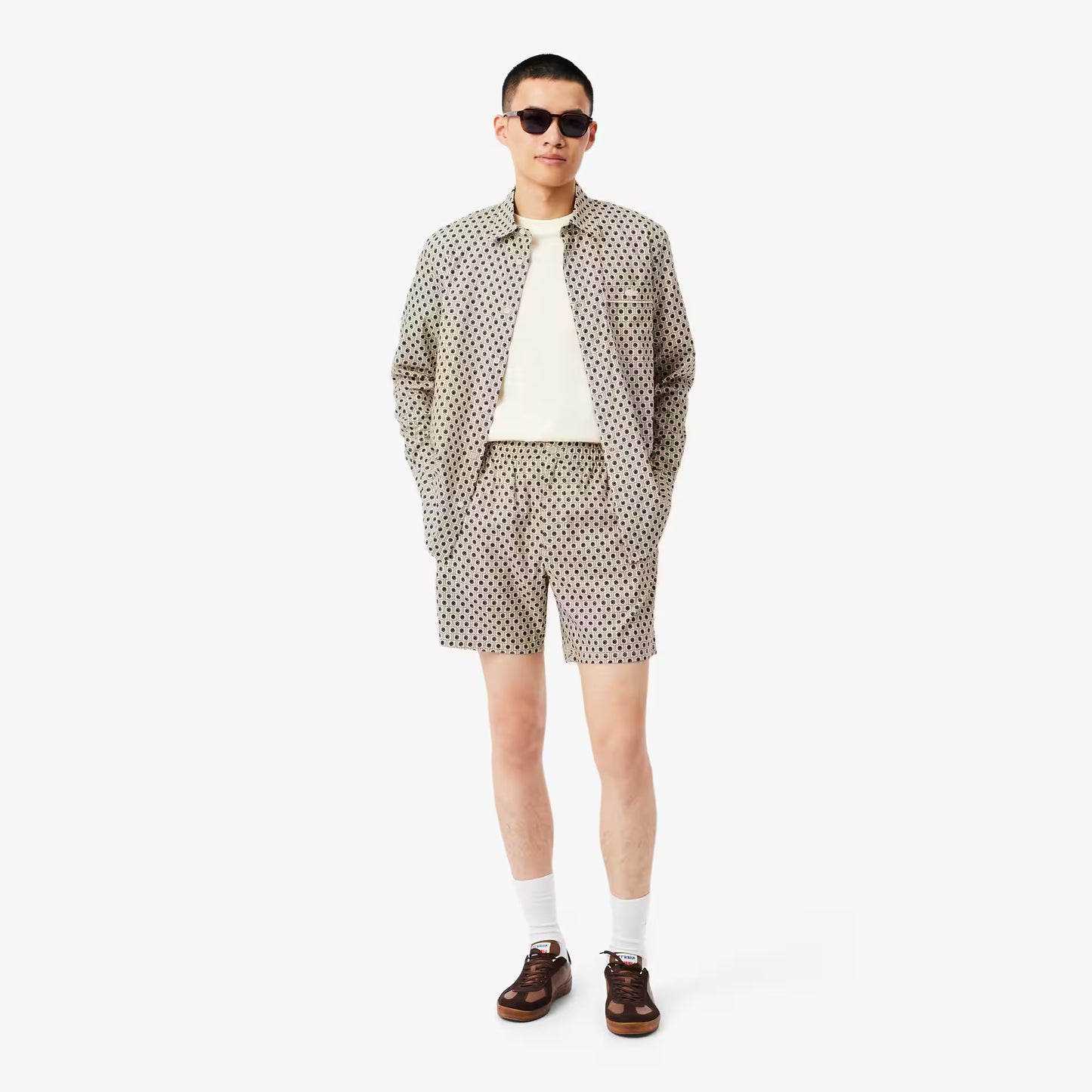 Bermudas aus Baumwollmischung mit Print und lockerer Passform
