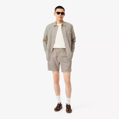 Bermudas aus Baumwollmischung mit Print und lockerer Passform