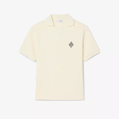 Locker geschnittenes Fleece-Poloshirt mit Badge-Akzent