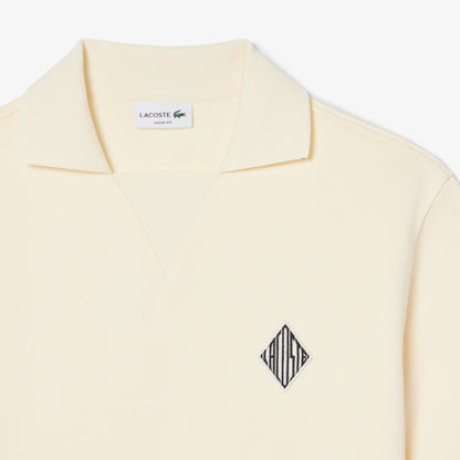 Locker geschnittenes Fleece-Poloshirt mit Badge-Akzent
