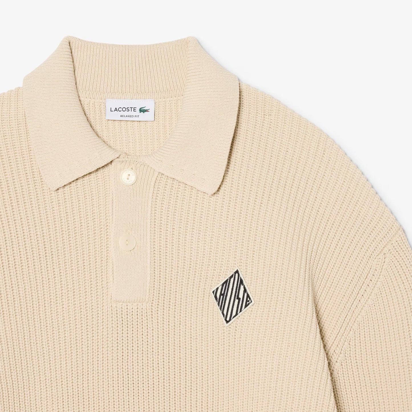 Pullover mit Polokragen, Perlen-Akzent und Abzeichen