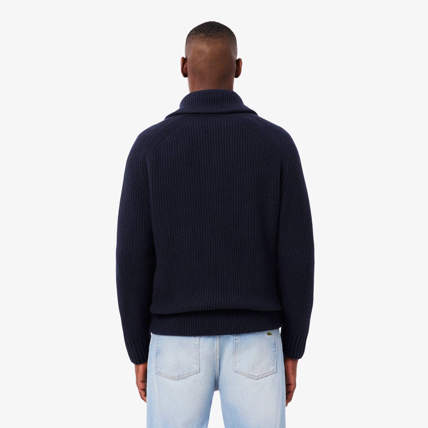 Hochgeschlossener Wollpullover mit Reißverschluss
