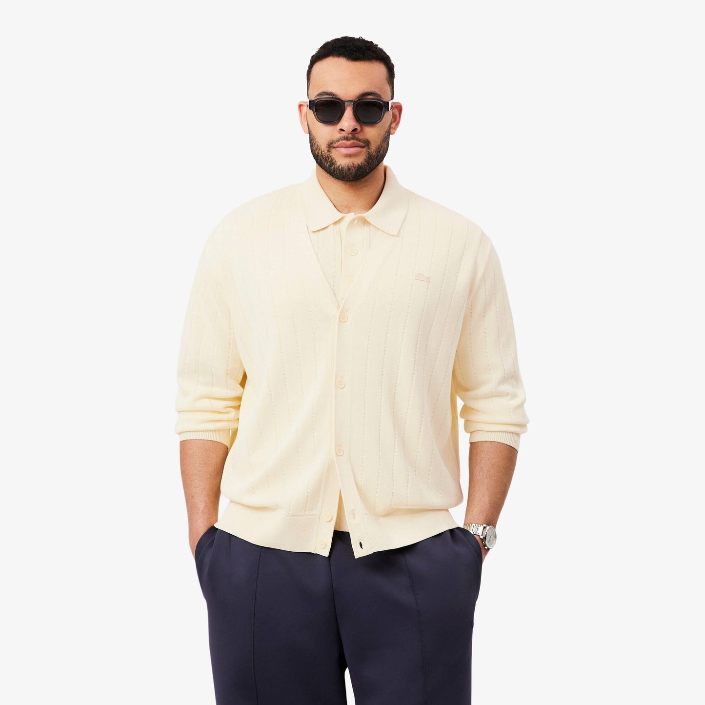 Gerippter Cardigan aus Baumwollmischung