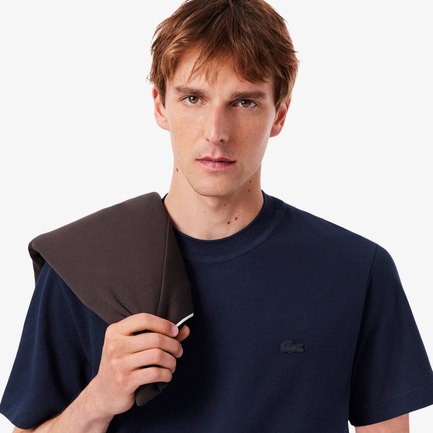 Geripptes Petit Piqué T-Shirt mit Rundhalsausschnitt