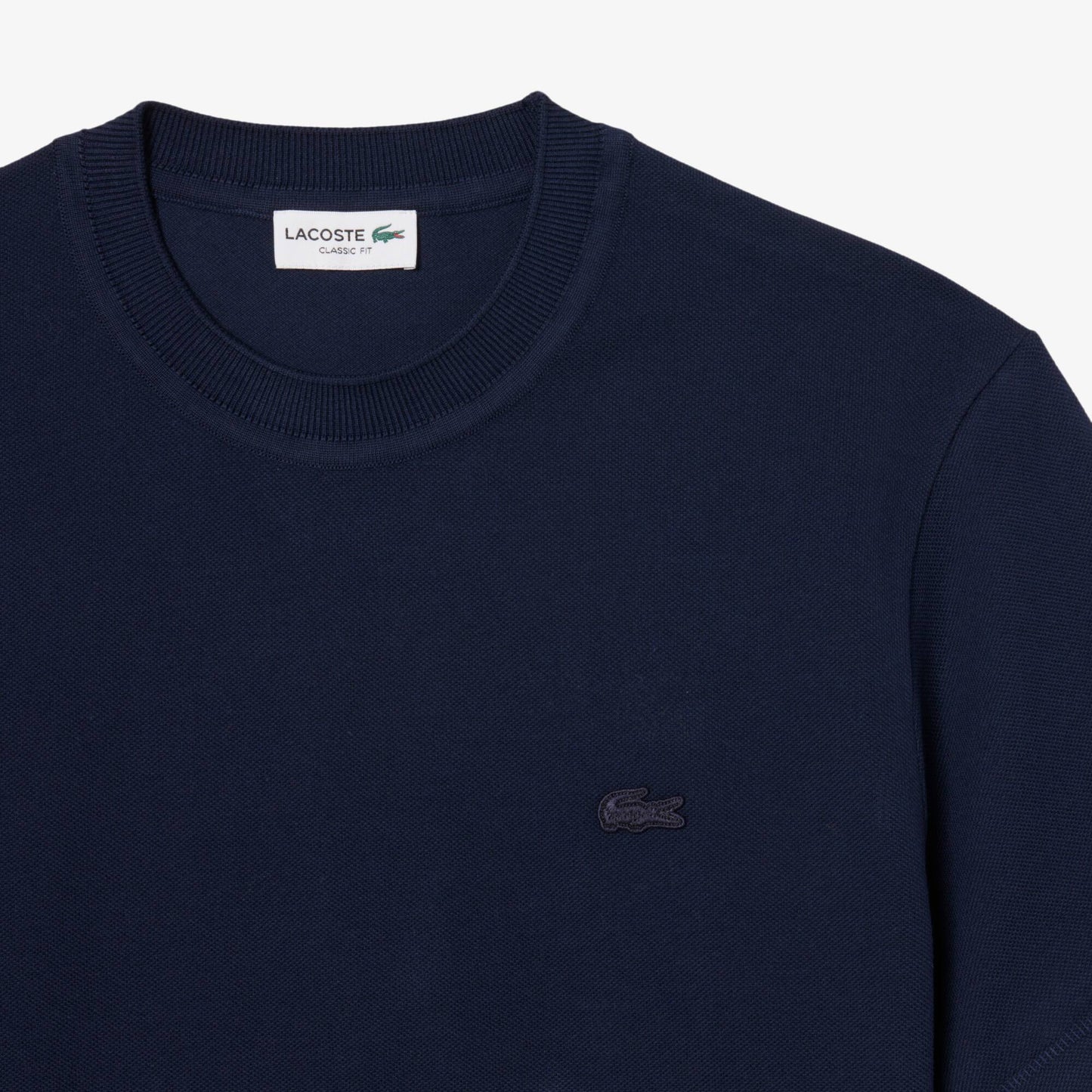 Geripptes Petit Piqué T-Shirt mit Rundhalsausschnitt