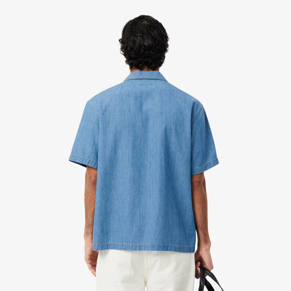 Relaxed Fit Jeanshemd mit offenem Kragen