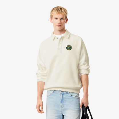 Locker geschnittenes Fleece-Sweatshirt mit Polokragen