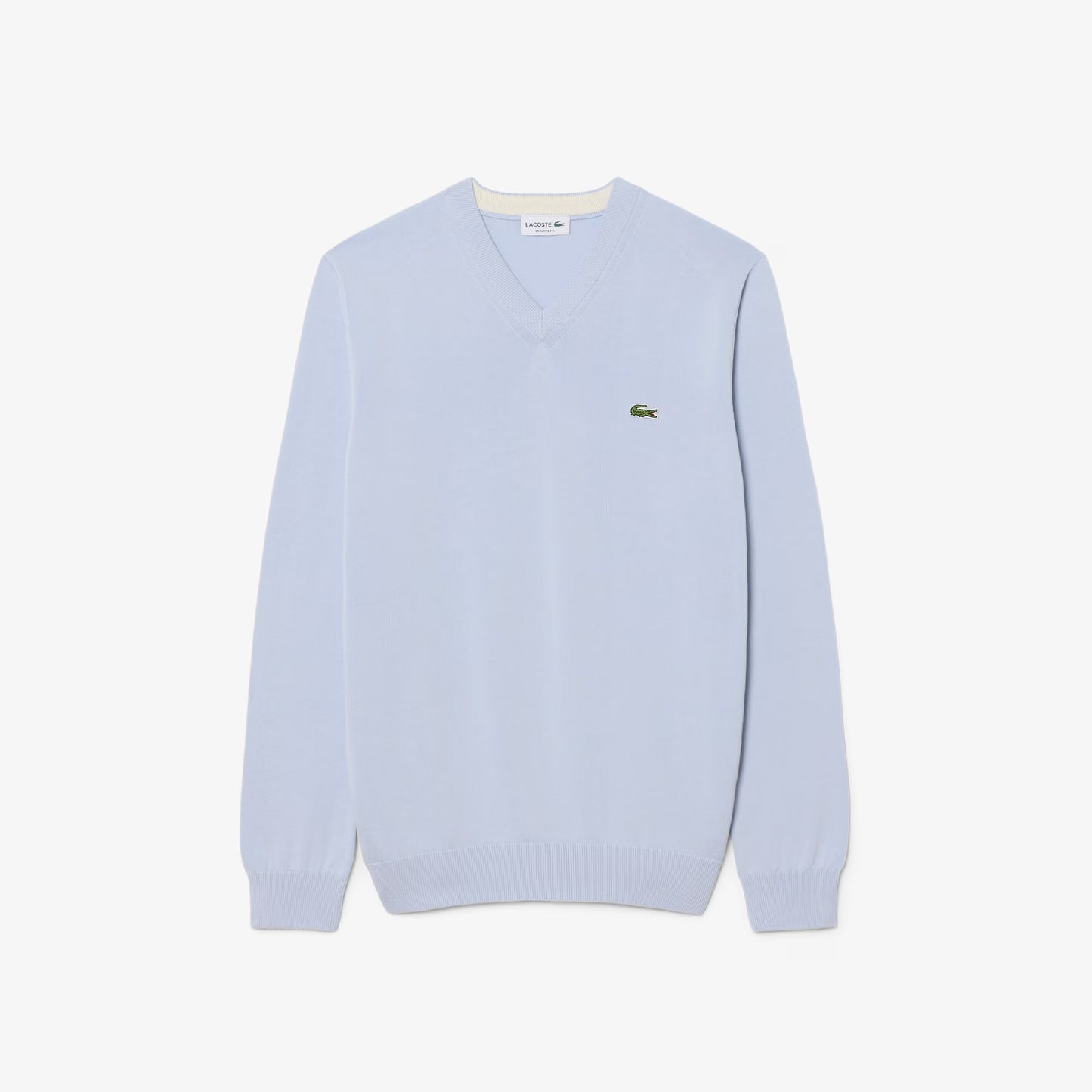 Monochromer Baumwoll-V-Ausschnitt-Pullover