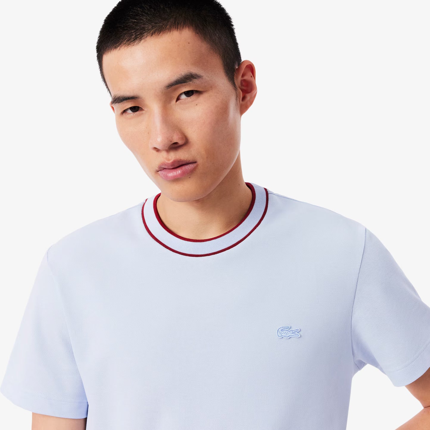 T-Shirt mit Pique-Streifenkragen
