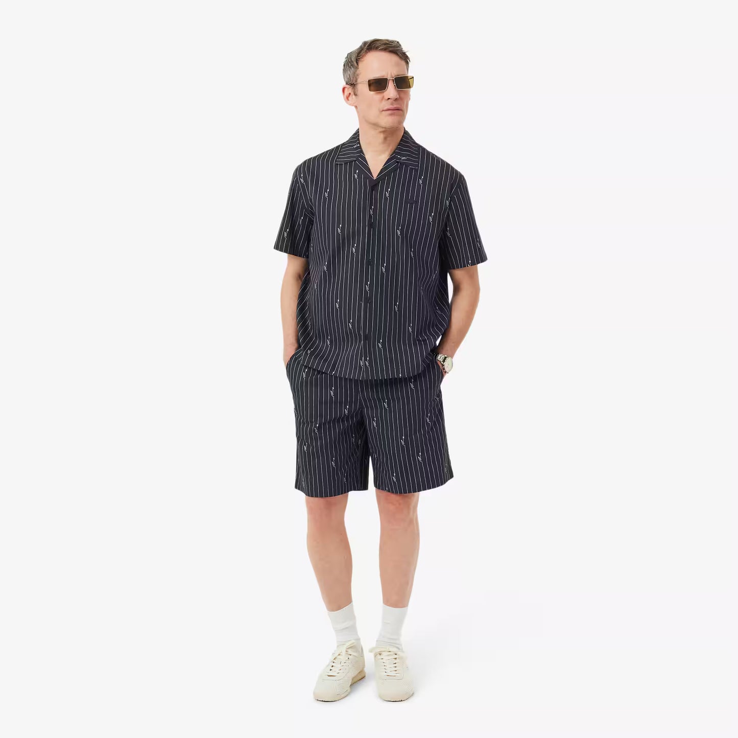 Shorts aus Baumwolle mit Krokoprint-Streifen