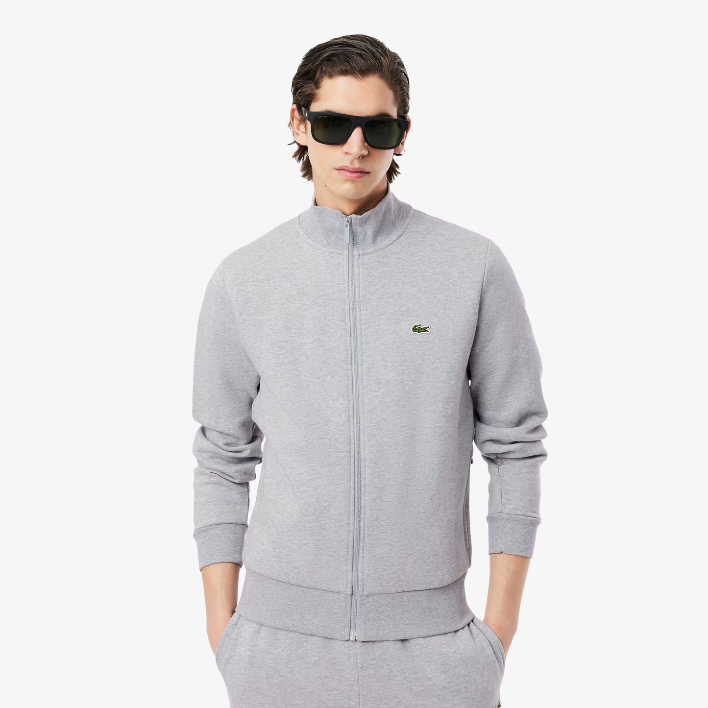 Zip-Up High Neck Fleece Sweatshirt
