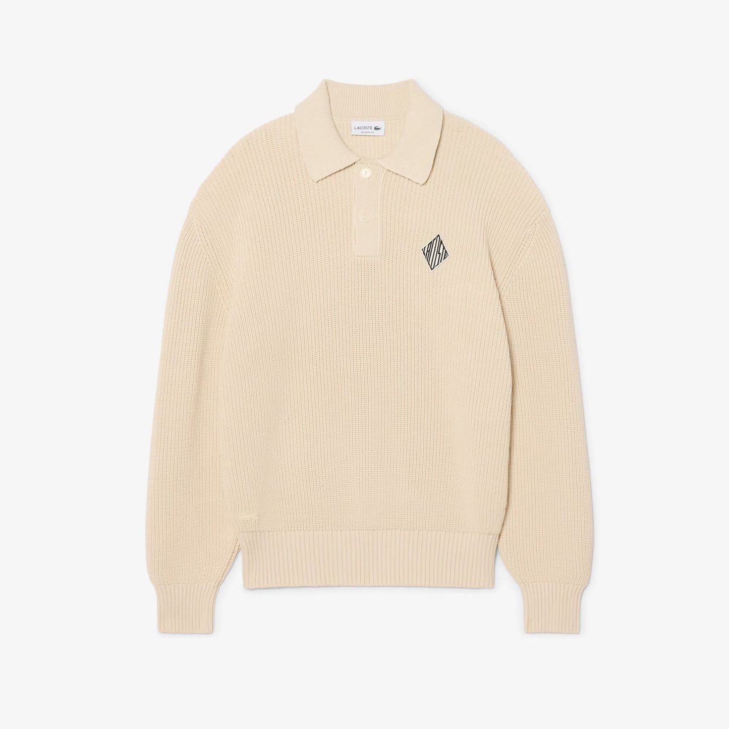 Pullover mit Polokragen, Perlen-Akzent und Abzeichen