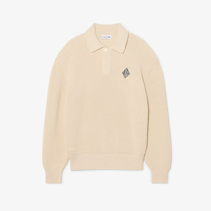 Pullover mit Polokragen, Perlen-Akzent und Abzeichen