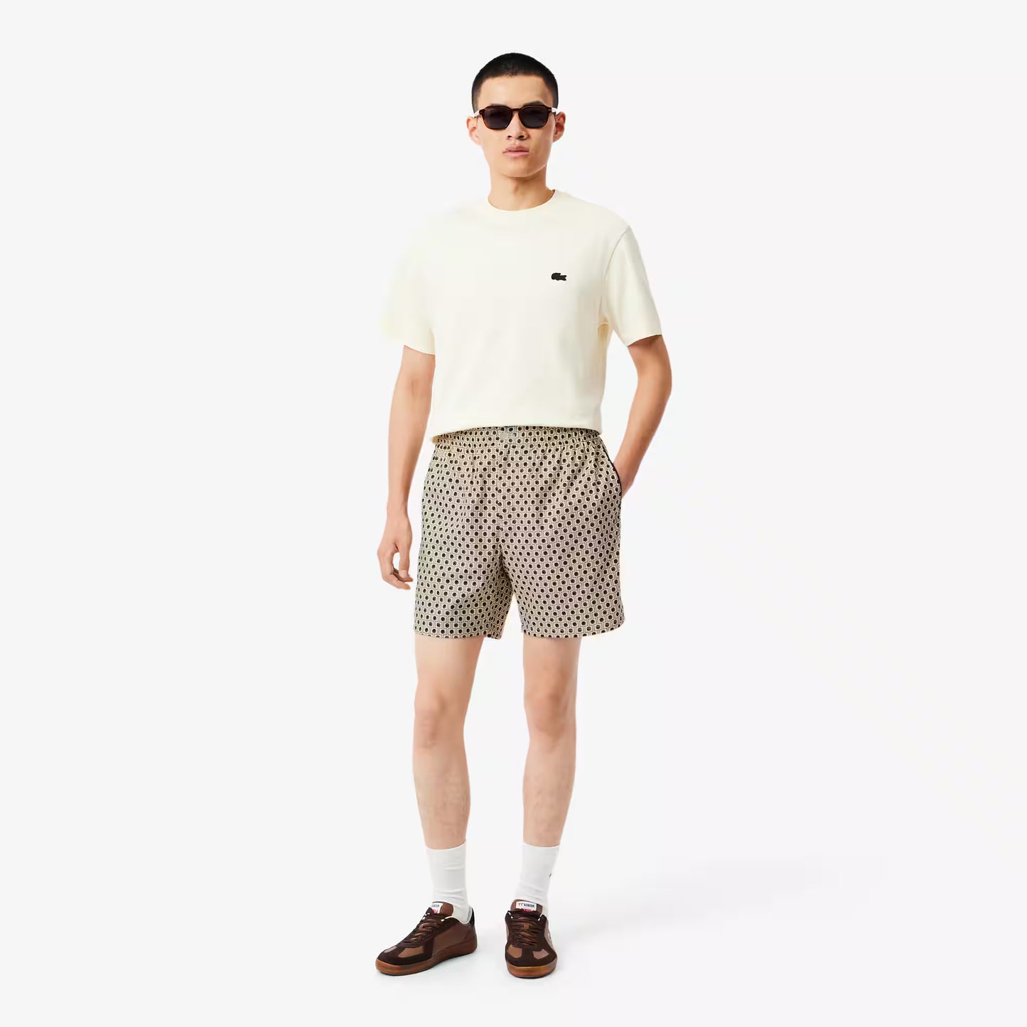 Bermudas aus Baumwollmischung mit Print und lockerer Passform