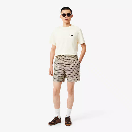 Relaxed Fit Printed Cotton Blend Shorts