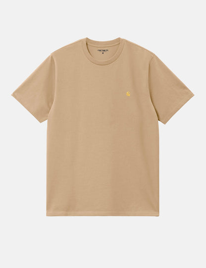 Chase T-Shirt (Loose) - Sandfarbenes Khaki/Gold
