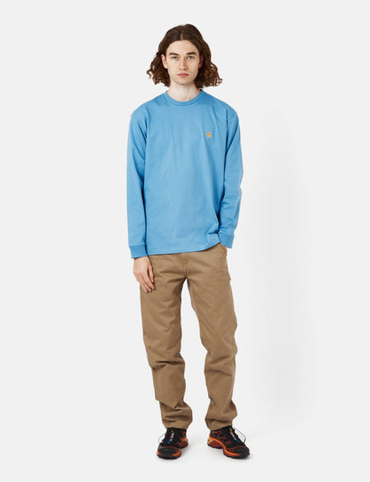 Langarm-T-Shirt Chase (Loose) – Piscine Blue