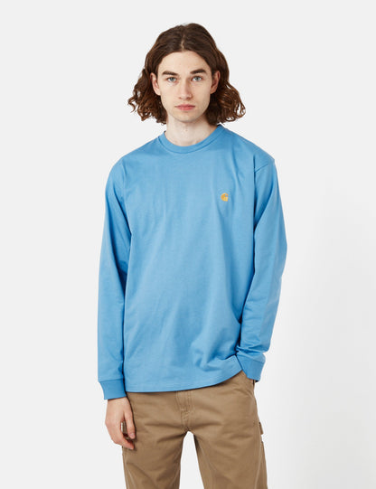 Langarm-T-Shirt Chase (Loose) – Piscine Blue