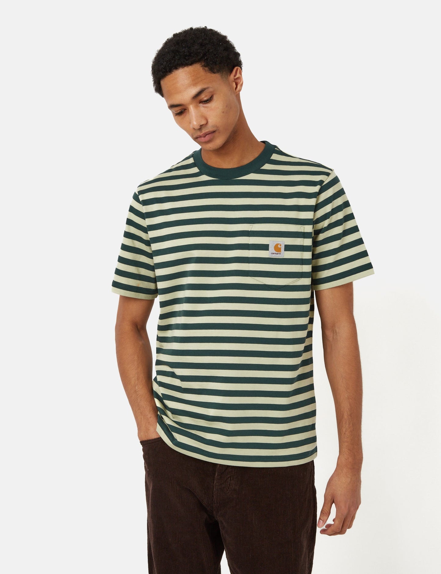 T-Shirt Scotty Stripe Pocket (Regular) – Botanic Green/Agave Green