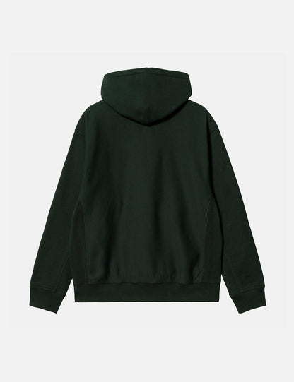 Kapuzenpullover mit American Script - Dunkles Zedernholzgrün